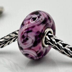 Summersday Artisan Trollbeads Style Trollstone Bright & Dark Pinks Purples Swirl
